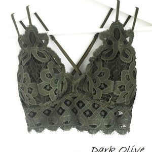 New! Anemone Dark Olive Lace Bralette Size Medium